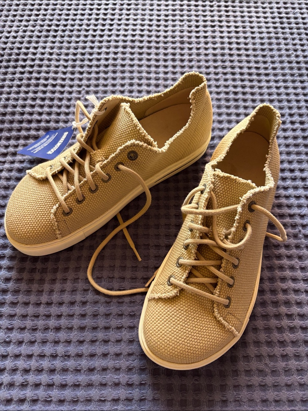 Birkenstock women’s Casual Canvas Lace-Up Sneakers in Tan
